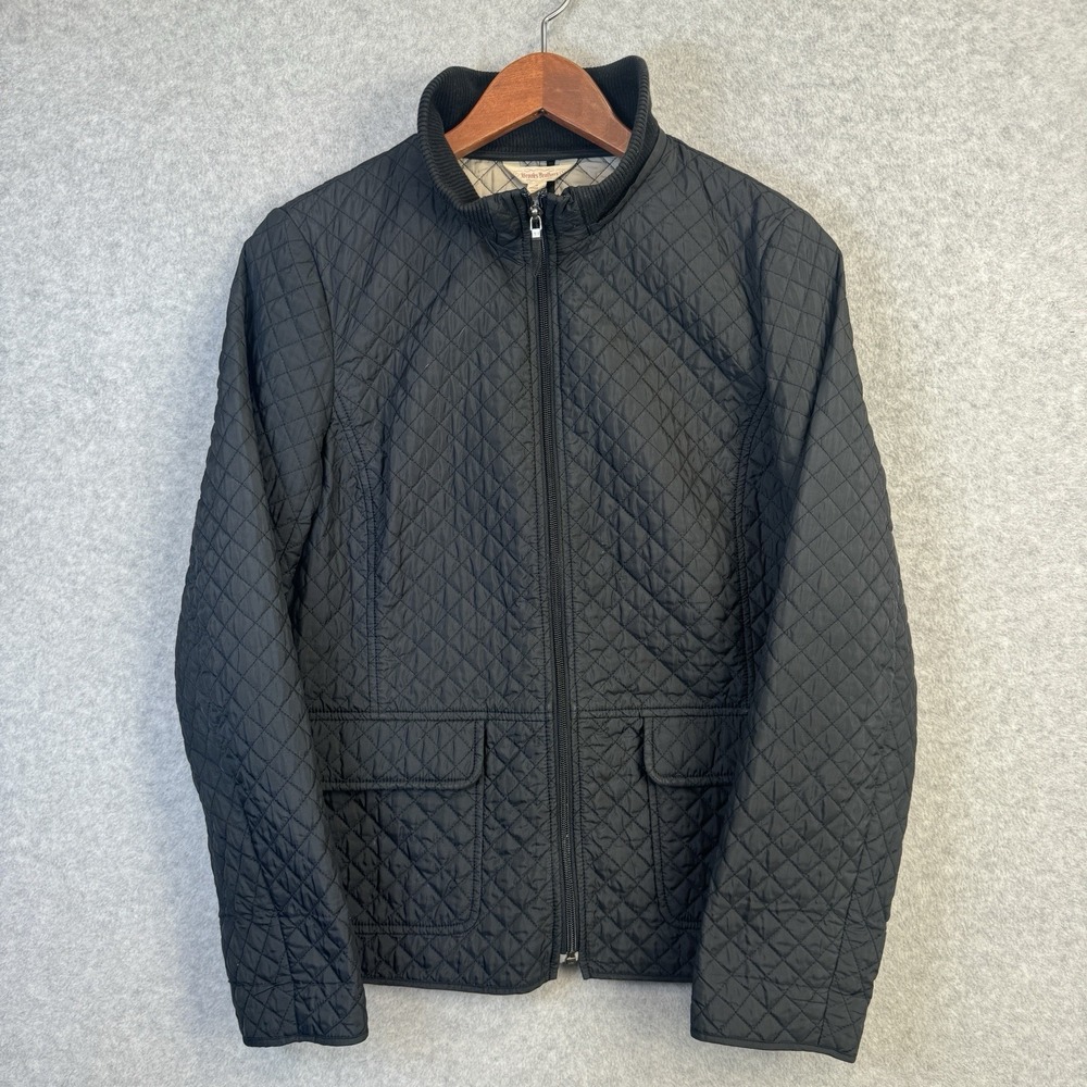Brooks Brothers Quilted Jacket Sz 8 Black Zip Front 1818 Collection Riding Style
